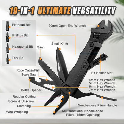 MakerJoy 19 In 1 Multitool Wrench with Wire Cutter for Outdoor Camping