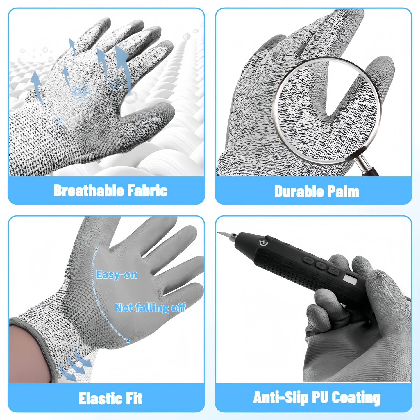 MakerJoy Anti-Cut Protective Gloves for DIY, Gardening, Woodworking Glass Cutting