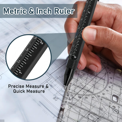 MakerJoy 11 In 1 Multi-Tool EDC Pen with Ruler, Level, Bottle Opener for Handyman